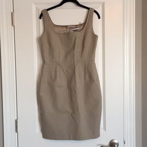Khaki sheath dress. Tahari. Size 6.